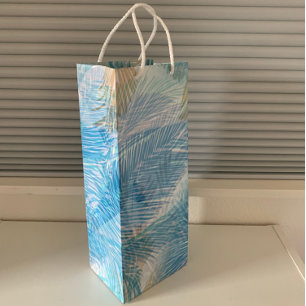 Sac Cadeau Pour Bouteille Feuilles de Palmier Abstraites Botanique Floral
