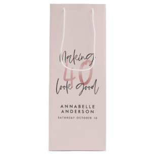 Sac Cadeau Pour Bouteille Fille parties scintillant rose moderne design 40e 