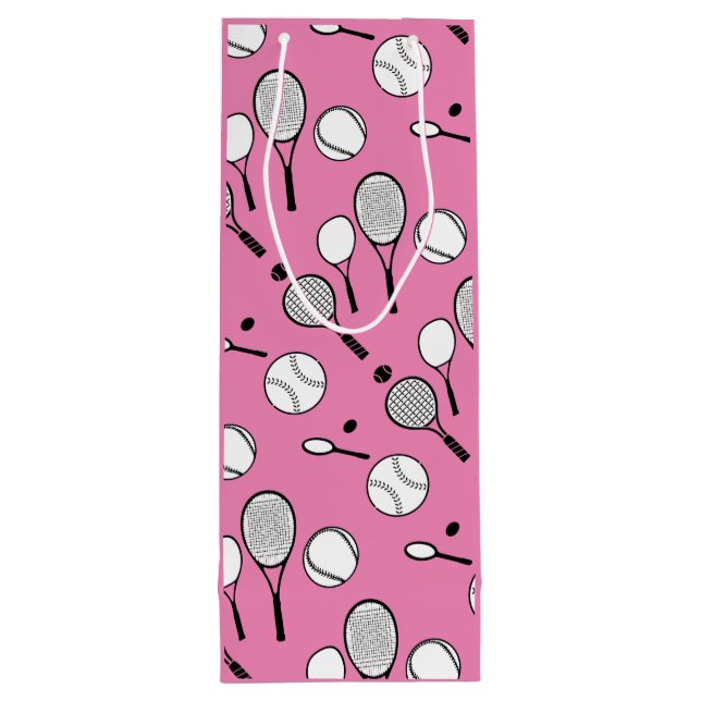 Sac Cadeau Pour Bouteille Filles blanches noires roses de tennis (Dos)