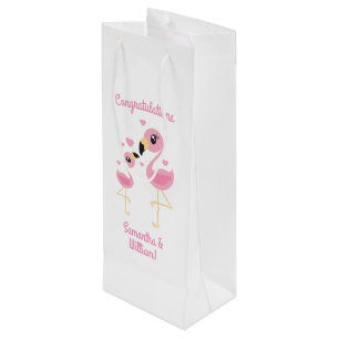 Sac Cadeau Pour Bouteille Flamant rose Baby shower mignon Tropical