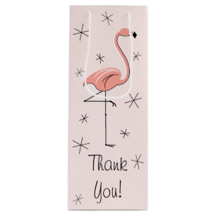 Sac Cadeau Pour Bouteille Flamant rose rose "Merci" sac cadeau bouteille