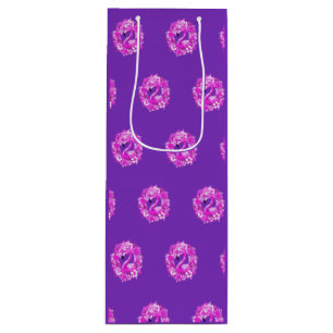 Sac Cadeau Pour Bouteille Flamant rose rose violet île tropicale