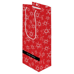 Sac Cadeau Pour Bouteille Flammes de neige rouges et blanches, Votre nom, Pe