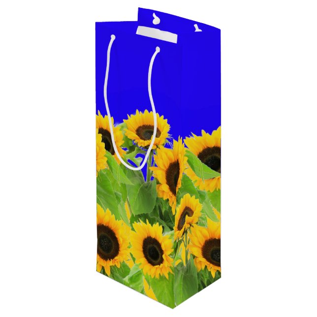 Sac Cadeau Pour Bouteille Fleurs de soleil - Liberté Ukraine Paix drapeau uk (Dos Angle)
