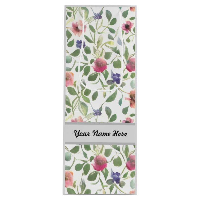 Sac Cadeau Pour Bouteille Fleurs d'héliotrope florale personnalisables (Devant)