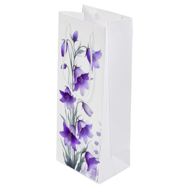 Sac Cadeau Pour Bouteille Fleurs violettes élégantes (Devant Angle)