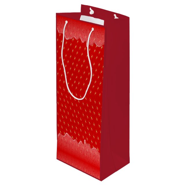Sac Cadeau Pour Bouteille Fraise Texturée Arrière - plan confiture de fruits (Dos Angle)