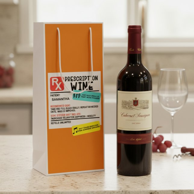 Sac Cadeau Pour Bouteille Funny Étiquette d'avertissement de vin d'ordonnanc (Créateur téléchargé)