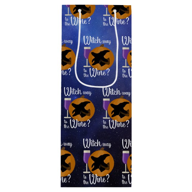 Sac Cadeau Pour Bouteille Funny Halloween sorcière chemin au vin Éffrayant (Devant)