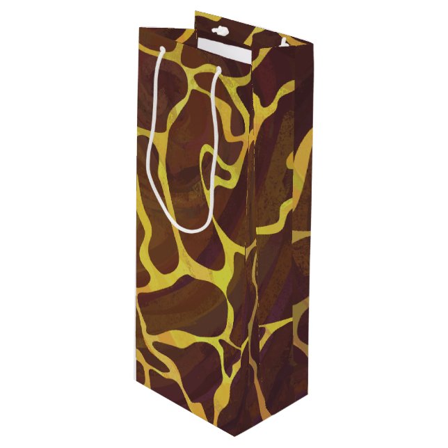 Sac Cadeau Pour Bouteille Giraffe Brown et jaune (Devant Angle)
