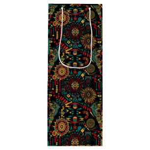 Sac Cadeau Pour Bouteille Glo "Motifs inspirés par le patrimoine" Cyan