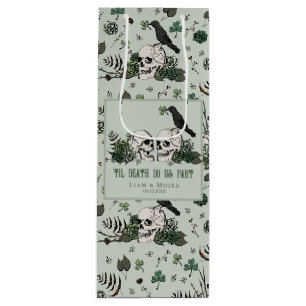 Sac Cadeau Pour Bouteille Goth St. Patricks Day Crânes floraux Mariage irlan