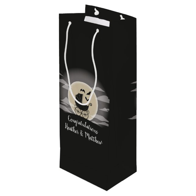 Sac Cadeau Pour Bouteille Gothic Baby Shower Halloween (Dos Angle)