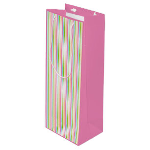 Sac Cadeau Pour Bouteille Grilles colorées Modèle rose jaune bleu vert