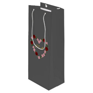 Sac Cadeau Pour Bouteille gris avec couronne de fleurs