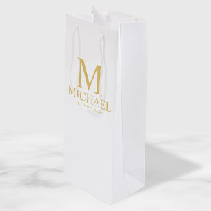 Sac Cadeau Pour Bouteille Groomsman personnalisé classique blanc et or