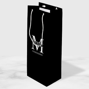 Sac Cadeau Pour Bouteille Groomsmen Personnalisé Classique Monogramme et nom