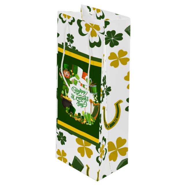 Sac Cadeau Pour Bouteille Happy St. Patrick's Day Gift Bag (Devant Angle)