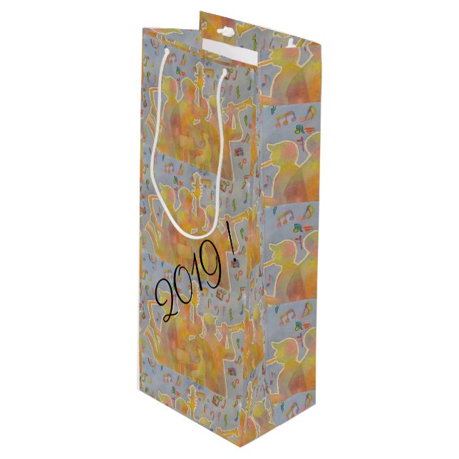 SAC CADEAU POUR BOUTEILLE HEUREUSE NOUVELLE ANNÉE ! (Devant Angle)