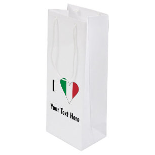Sac Cadeau Pour Bouteille I (Italian Flag Heart Love) Your Text