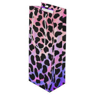 Sac Cadeau Pour Bouteille Impression noire et rose dalmate