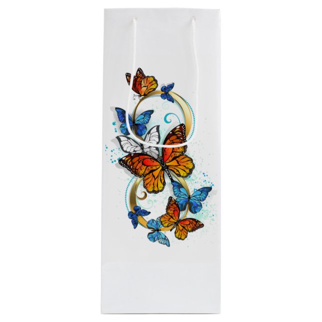 Sac Cadeau Pour Bouteille Infinité de papillons monarques (Devant)