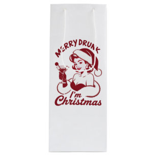 Sac Cadeau Pour Bouteille Je suis ivre de Noël Cocktail Snarky Boire