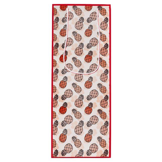 Sac Cadeau Pour Bouteille Joli ananas avec Arrière - plan rouge (Devant)