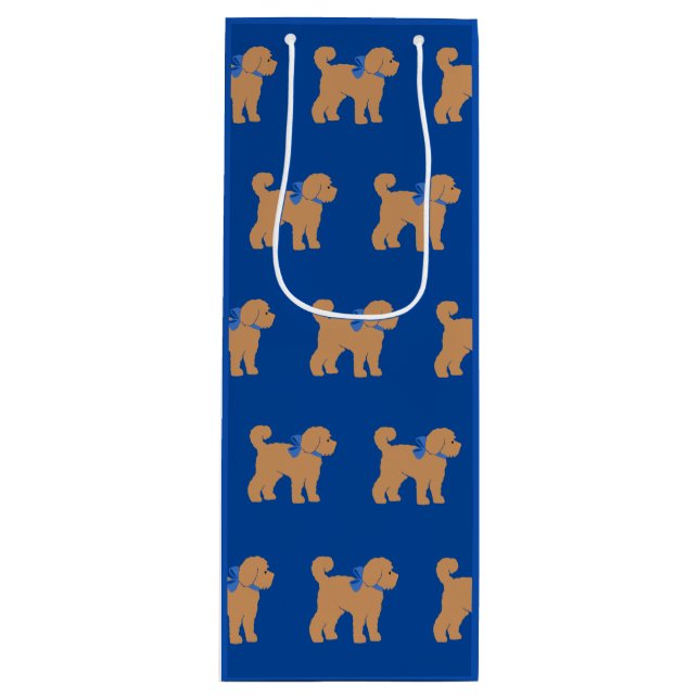 Sac Cadeau Pour Bouteille Joli Doodle Tan Chien bleu (Devant)