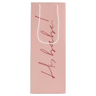 Sac Cadeau Pour Bouteille Joli Pink Galentine's Day Babe Red Script Message