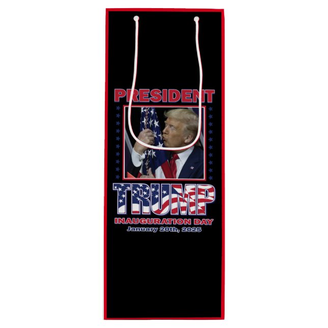 Sac Cadeau Pour Bouteille Jour de l'investiture du président Trump (Devant)