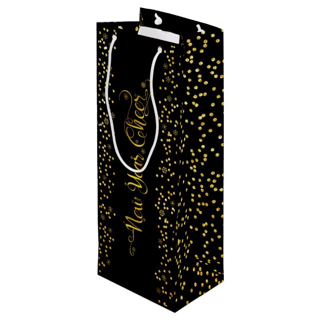Sac Cadeau Pour Bouteille Jour de l'or noir Jour de l'année Jeu de Snowflake (Dos Angle)