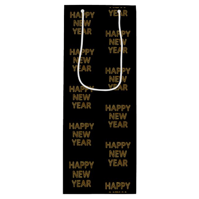 Sac Cadeau Pour Bouteille Joyeuse Année Typographie Moderne (Devant)