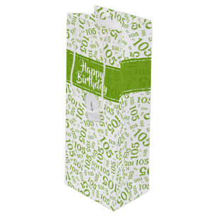 Sac Cadeau Pour Bouteille Joyeux 105e anniversaire Vert/Blanc Motif numériqu