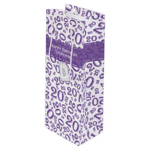 Sac Cadeau Pour Bouteille Joyeux 20e anniversaire Random Number Motif Purple