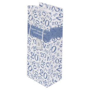 Sac Cadeau Pour Bouteille Joyeux 20e anniversaire Random Numéro Motif Bleu 2