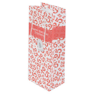 Sac Cadeau Pour Bouteille Joyeux 25e anniversaire Random Number Motif Coral