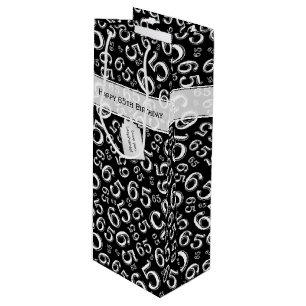 Sac Cadeau Pour Bouteille Joyeux 65e anniversaire Numéro Motif noir et blanc