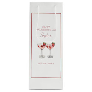 Sac Cadeau Pour Bouteille Joyeux cocktails de la Saint-Galentin Nom du scrip