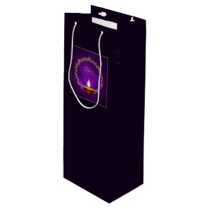 Sac Cadeau Pour Bouteille Joyeux Diwali violet