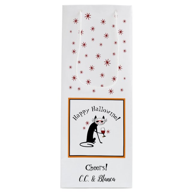 Sac Cadeau Pour Bouteille Joyeux Hallowine ! Halloween Punny (Devant)