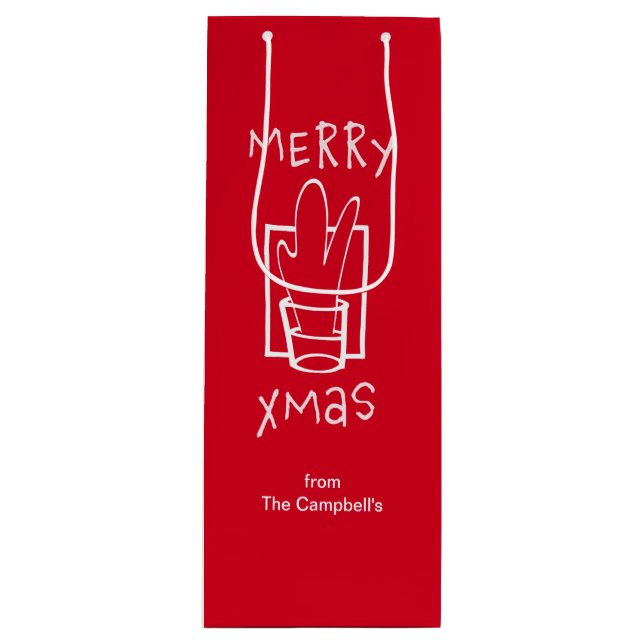 Sac Cadeau Pour Bouteille Joyeux Noël (Devant)