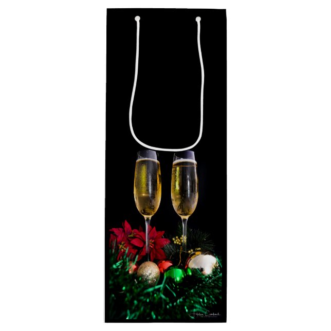Sac Cadeau Pour Bouteille Joyeux Noël Champagne (Devant)