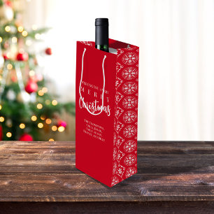 Sac Cadeau Pour Bouteille Joyeux Noël mignon Whimsical Red Snowflake