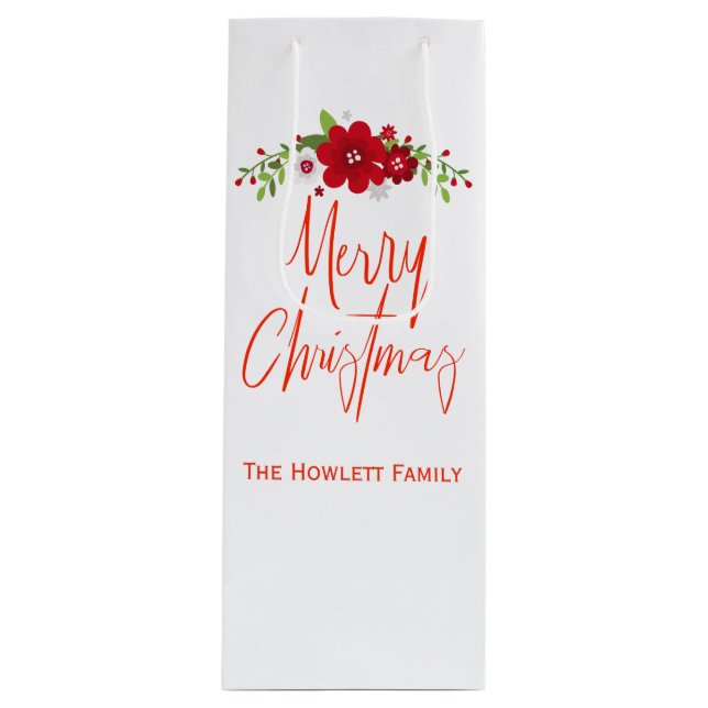 Sac Cadeau Pour Bouteille Joyeux Noël personnalisé (Devant)