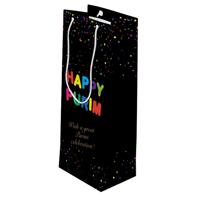 Sac Cadeau Pour Bouteille Joyeux Purim Festival Cadeaux Panier vacances (Dos Angle)