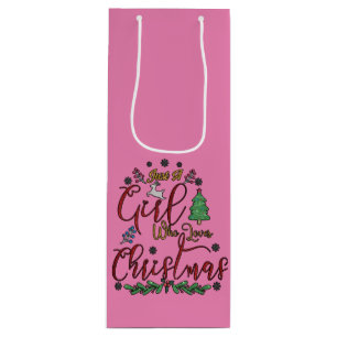 Sac Cadeau Pour Bouteille Juste une fille qui aime Noël