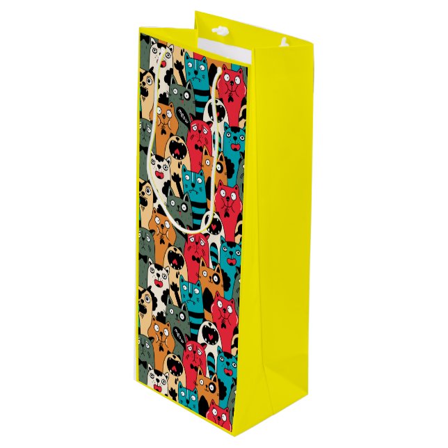 Sac Cadeau Pour Bouteille La Crowd of cats (Devant Angle)