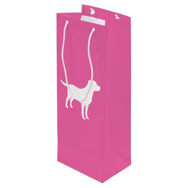 Sac Cadeau Pour Bouteille Labrador Theme Chien Baby shower Pink Lab (Dos Angle)