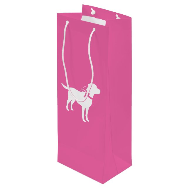 Sac Cadeau Pour Bouteille Labrador Theme Chien Baby shower Pink Lab (Dos Angle)